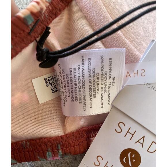 Shade & Shore Womens Red Floral Strap Flowers Swim Bikini Top Size 36C New - Picture 11 of 12